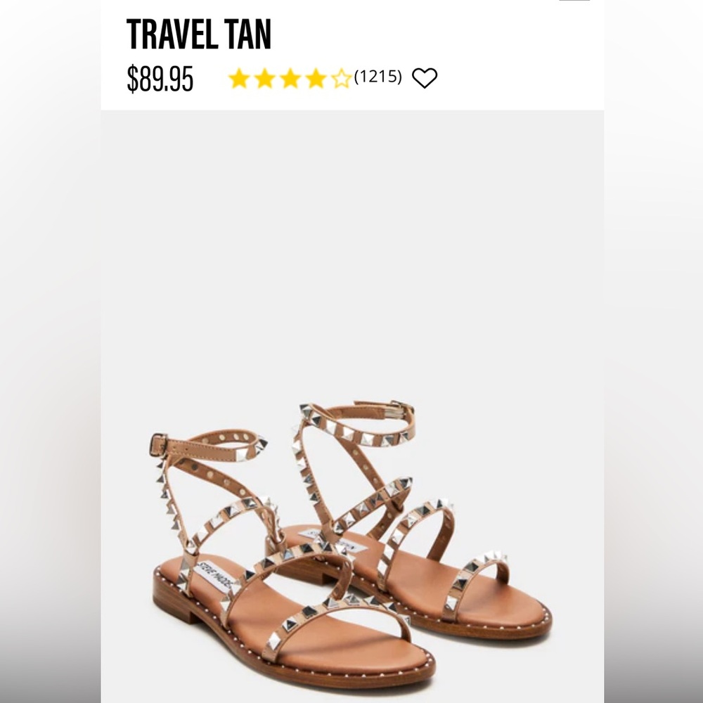 Women’s Steve Madden Travel Tan studded sandals size 7.5 GUC!